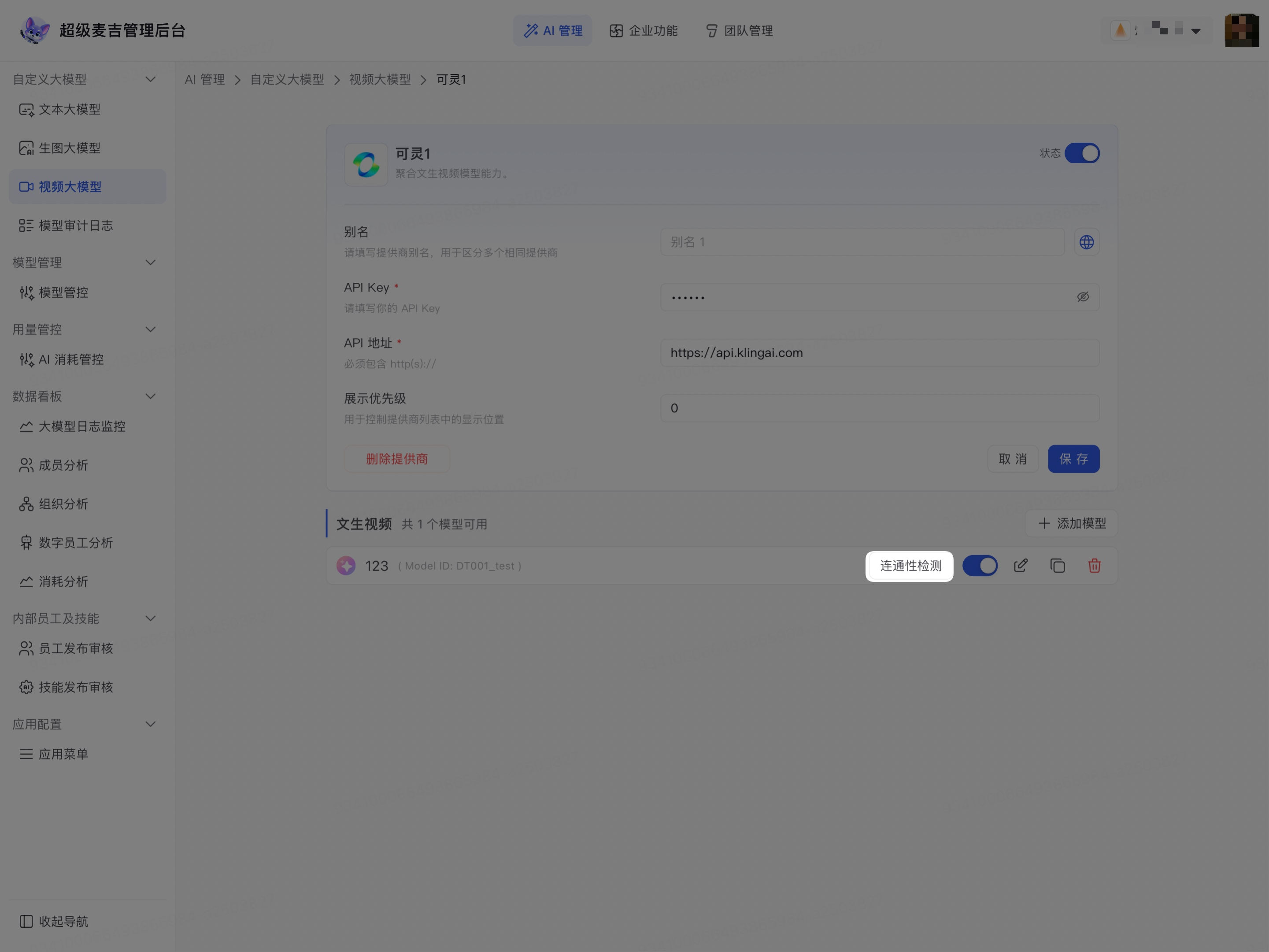 检测视频模型连通性