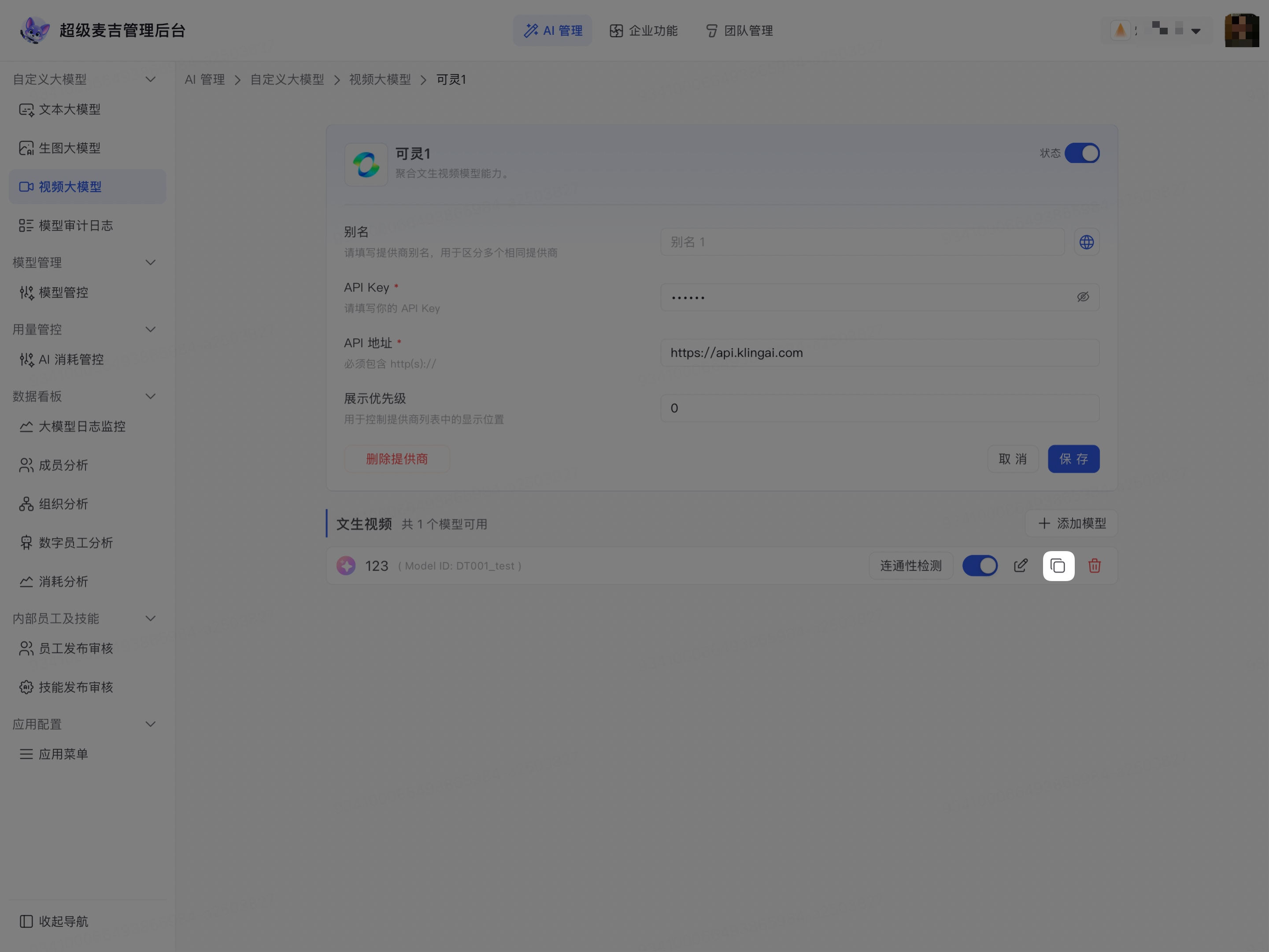 复制视频模型