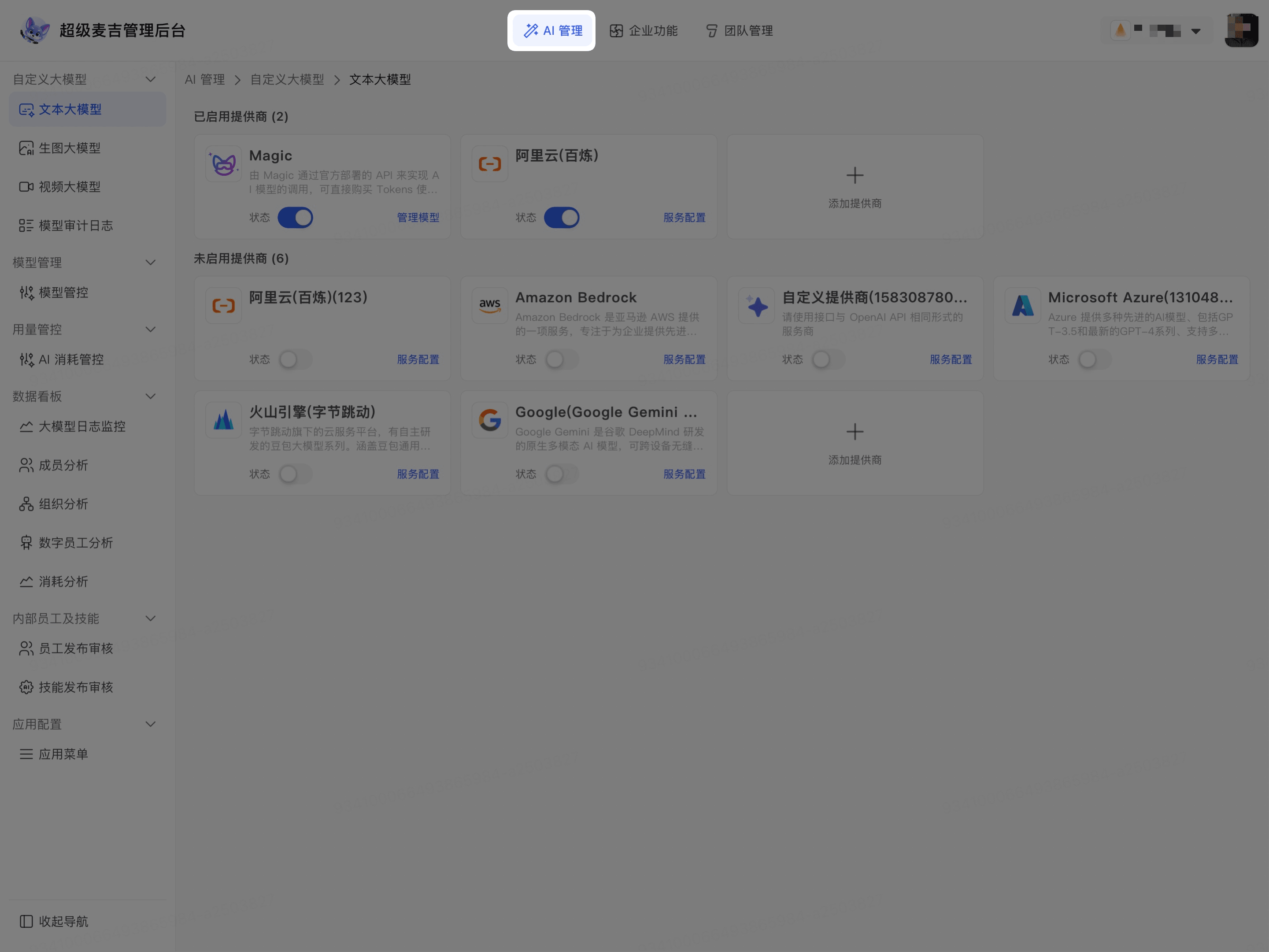 查看AI管理中的模型权限控制